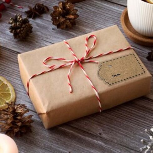 300Pcs/Roll Natural Brown Gift Tag Stickers, Present Labels Name Tag Label Stickers for Weddings Present Gift Wrapping Cards, Gift Wrap Tags（1.2 x 2 inch ） in Saudi Arabia
