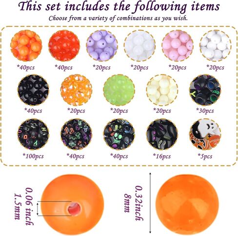Sahoottie Halloween Beads for Friendship Bracelet Kit,400+ Pcs Halloween Glass Beads and Black Letter Bracelet Making Kit, Varieties of Charms Jewelry Making, DIY Crafts for Party in Saudi Arabia