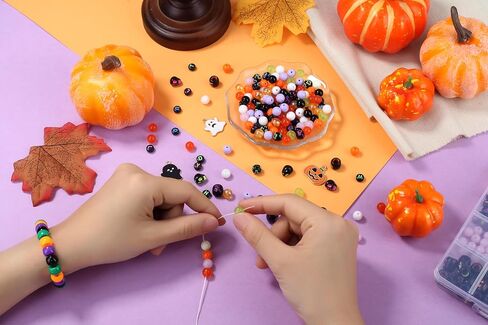 Sahoottie Halloween Beads for Friendship Bracelet Kit,400+ Pcs Halloween Glass Beads and Black Letter Bracelet Making Kit, Varieties of Charms Jewelry Making, DIY Crafts for Party in Saudi Arabia
