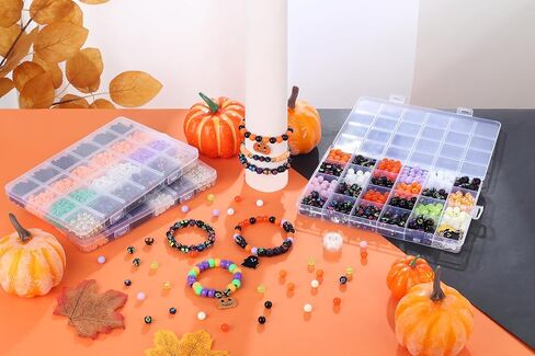 Sahoottie Halloween Beads for Friendship Bracelet Kit,400+ Pcs Halloween Glass Beads and Black Letter Bracelet Making Kit, Varieties of Charms Jewelry Making, DIY Crafts for Party in Saudi Arabia