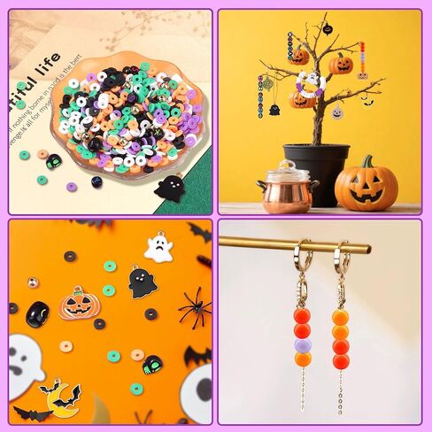 Sahoottie Halloween Beads for Friendship Bracelet Kit,400+ Pcs Halloween Glass Beads and Black Letter Bracelet Making Kit, Varieties of Charms Jewelry Making, DIY Crafts for Party in Saudi Arabia