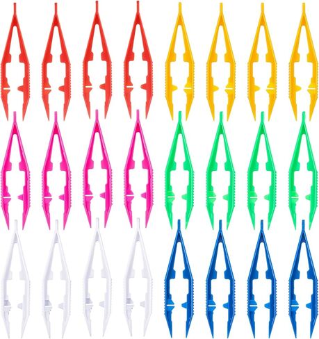 24pcs ملاقط بلاستيكي ، 4.09 بوصة ملاقط مملوءة للأطفال البالغين الديكور المشاريع المصنوعة يدويًا لصنع المجوهرات المصنوعة يدويًا للاستخدام المدرسي في الفصل الدراسي (6 ألوان) in Kuwait