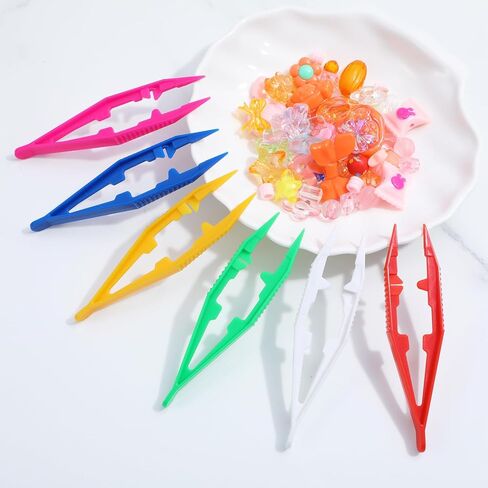 24pcs ملاقط بلاستيكي ، 4.09 بوصة ملاقط مملوءة للأطفال البالغين الديكور المشاريع المصنوعة يدويًا لصنع المجوهرات المصنوعة يدويًا للاستخدام المدرسي في الفصل الدراسي (6 ألوان) in Kuwait