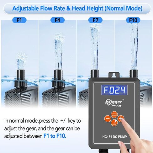 HYGGER 24V DC مضخة مياه مائية قابلة للتعديل قابلة للتعديل ، مضخة عودة هادئة 30 ديسيبل ، التحكم في التدفق 10 سرعات ، حماية جافة مضادة للمشفة لنافورات المياه المالحة في المياه العذبة (28W ، 800GPH/3000 LPH) in Kuwait