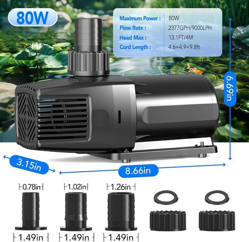HYGGER 24V DC مضخة مياه مائية قابلة للتعديل قابلة للتعديل ، مضخة عودة هادئة 30 ديسيبل ، التحكم في التدفق 10 سرعات ، حماية جافة مضادة للمشفة لنافورات المياه المالحة في المياه العذبة (28W ، 800GPH/3000 LPH) in Kuwait