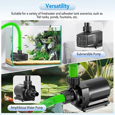 HYGGER 24V DC مضخة مياه مائية قابلة للتعديل قابلة للتعديل ، مضخة عودة هادئة 30 ديسيبل ، التحكم في التدفق 10 سرعات ، حماية جافة مضادة للمشفة لنافورات المياه المالحة في المياه العذبة (28W ، 800GPH/3000 LPH) in Kuwait