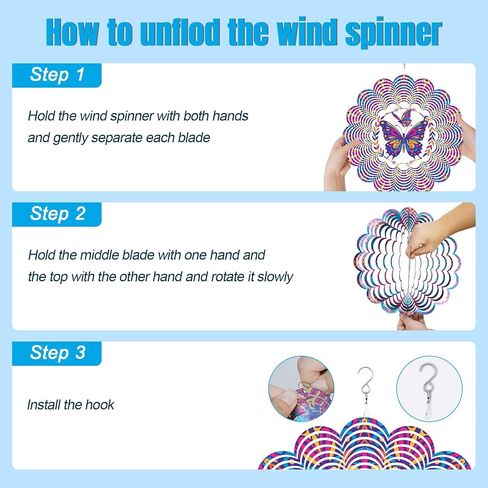 Wind Spinners Outdoor, Hummingbird Metal 3D Hanging Garden Decor, 12-inch Stainless Steel Wind Spinner with Tail Spinner, Wind Sculptures for Patio Lawn Yard, Ornament Gift for Women/Men in Saudi Arabia