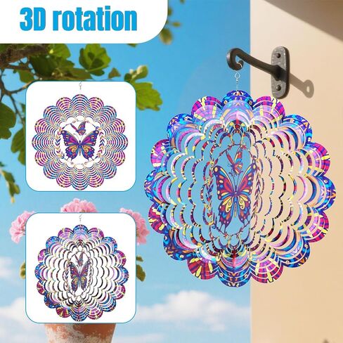 Wind Spinners Outdoor, Hummingbird Metal 3D Hanging Garden Decor, 12-inch Stainless Steel Wind Spinner with Tail Spinner, Wind Sculptures for Patio Lawn Yard, Ornament Gift for Women/Men in Saudi Arabia