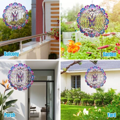 Wind Spinners Outdoor, Hummingbird Metal 3D Hanging Garden Decor, 12-inch Stainless Steel Wind Spinner with Tail Spinner, Wind Sculptures for Patio Lawn Yard, Ornament Gift for Women/Men in Saudi Arabia