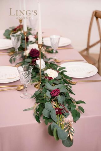 Ling's Moment Artificial Eucalyptus Leaves Greenery Garland, 5.9ft Fake Silk Long Vines Faux Wreath Realistic Stems for Table Centerpieces Wedding Outdoors Decor, 2pcs in Kuwait