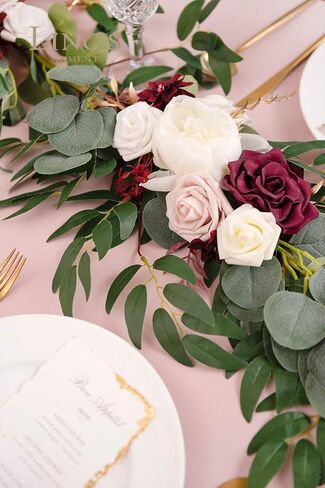Ling's Moment Artificial Eucalyptus Leaves Greenery Garland, 5.9ft Fake Silk Long Vines Faux Wreath Realistic Stems for Table Centerpieces Wedding Outdoors Decor, 2pcs in Kuwait