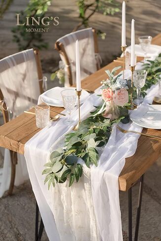 Ling's Moment Artificial Eucalyptus Leaves Greenery Garland, 5.9ft Fake Silk Long Vines Faux Wreath Realistic Stems for Table Centerpieces Wedding Outdoors Decor, 2pcs in Kuwait