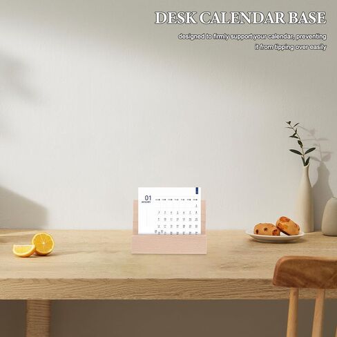 Uonlytech Creative Wooden Base Calendar Holder Rustic Tabletop Card Stand for Wedding Decor Business Cards and Photos Elegant Display with Stable Base and Wide Slot for Various Occasions in Saudi Arabia