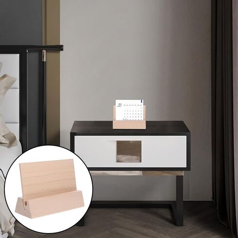 Uonlytech Creative Wooden Base Calendar Holder Rustic Tabletop Card Stand for Wedding Decor Business Cards and Photos Elegant Display with Stable Base and Wide Slot for Various Occasions in Saudi Arabia