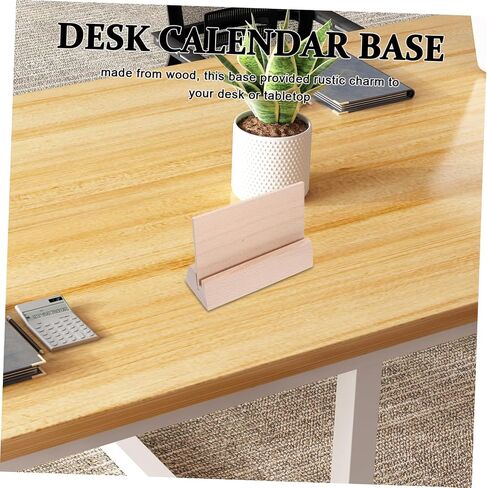 Artibetter Rustic Wooden Desk Calendar Base Versatile Table Stand for Signs Cards Compact Stable Holder for Photos Memos Postcards Elegant Office Decor Long in Saudi Arabia
