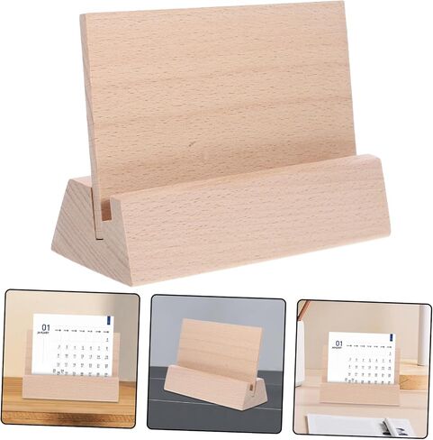 Artibetter Rustic Wooden Desk Calendar Base Versatile Table Stand for Signs Cards Compact Stable Holder for Photos Memos Postcards Elegant Office Decor Long in Saudi Arabia