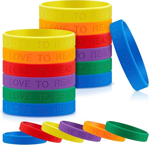 Jutom I Love to Read Rubber Bracelets -Operation Christmas Bulk Items,Colorful Motivational Wristbands for Kids, Classroom Rewards, Library Supplies,Pack of Vital Silicone Wristbands(60 Pcs) in Saudi Arabia