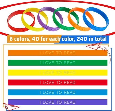 Jutom I Love to Read Rubber Bracelets -Operation Christmas Bulk Items,Colorful Motivational Wristbands for Kids, Classroom Rewards, Library Supplies,Pack of Vital Silicone Wristbands(60 Pcs) in Saudi Arabia