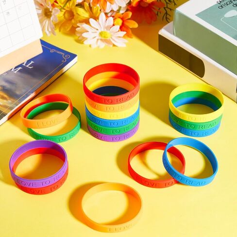 Jutom I Love to Read Rubber Bracelets -Operation Christmas Bulk Items,Colorful Motivational Wristbands for Kids, Classroom Rewards, Library Supplies,Pack of Vital Silicone Wristbands(60 Pcs) in Saudi Arabia