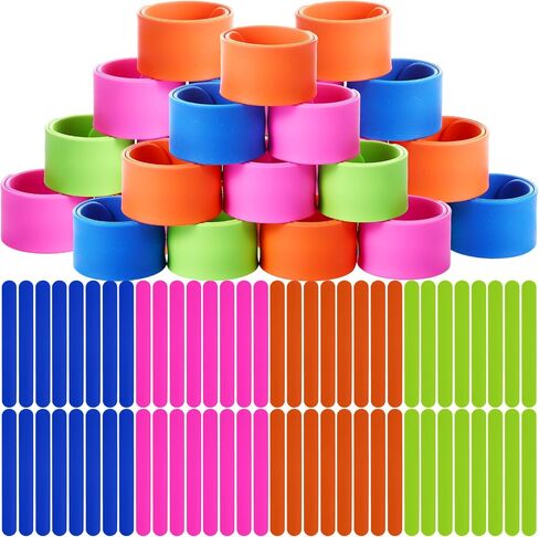 60 PCS السيليكون صفعة الأساور ذات الحفلات للأطفال الذين يفضلون قوس قزح الأساور المفاجئة المعصم للبالغين لوازم حفلات العطلات في مدرسة زفاف الفصول الدراسية (متعددة الألوان) in Saudi Arabia