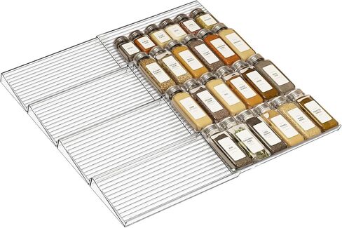 منظم سبايس درج ، 8pcs منظم التوابل Clear Spice Rack للدرج ، قابلة للتوسيع من 11 '' إلى 22 '' Spices Spices Organization Rack for Drawler & Confertop in Kuwait