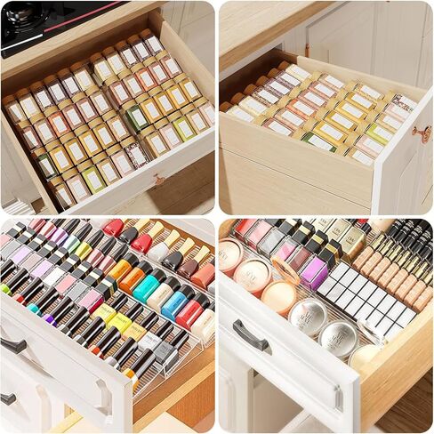 منظم سبايس درج ، 8pcs منظم التوابل Clear Spice Rack للدرج ، قابلة للتوسيع من 11 '' إلى 22 '' Spices Spices Organization Rack for Drawler & Confertop in Kuwait