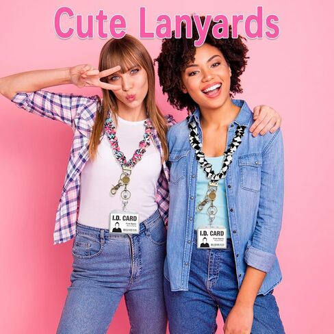 Scrunchie Lanyard Teacher for Id Badges Keys with Retractable Badge Reel Cute Teacher Lanyard for Women Black Nurse Stretchy Lanyards Key Lanyards with Clip Teachers Nurse Gifts Office Accessories-A in Kuwait