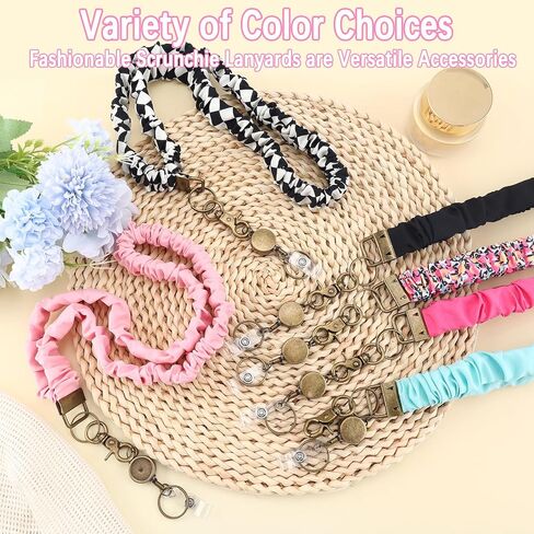 Scrunchie Lanyard Teacher for Id Badges Keys with Retractable Badge Reel Cute Teacher Lanyard for Women Black Nurse Stretchy Lanyards Key Lanyards with Clip Teachers Nurse Gifts Office Accessories-A in Kuwait