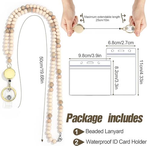 Retractable Lanyard Lanyards for ID Badges and Keys Cute Teacher Lanyard for Women Natural Wood Lanyards with ID Holder in Kuwait