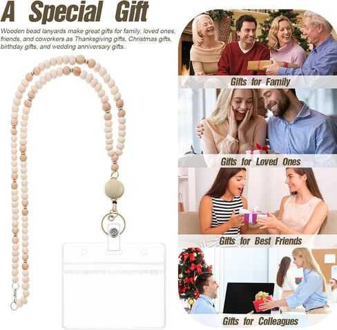 Retractable Lanyard Lanyards for ID Badges and Keys Cute Teacher Lanyard for Women Natural Wood Lanyards with ID Holder in Kuwait