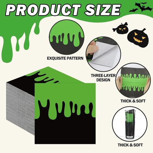 100 PCS Ghost Paper Fackins 3 Ply Green Black Dispipable Building Party Party Ford in Kuwait