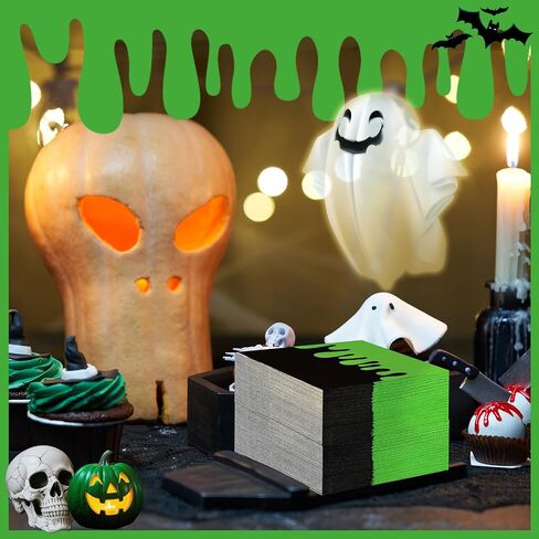 100 PCS Ghost Paper Fackins 3 Ply Green Black Dispipable Building Party Party Ford in Kuwait
