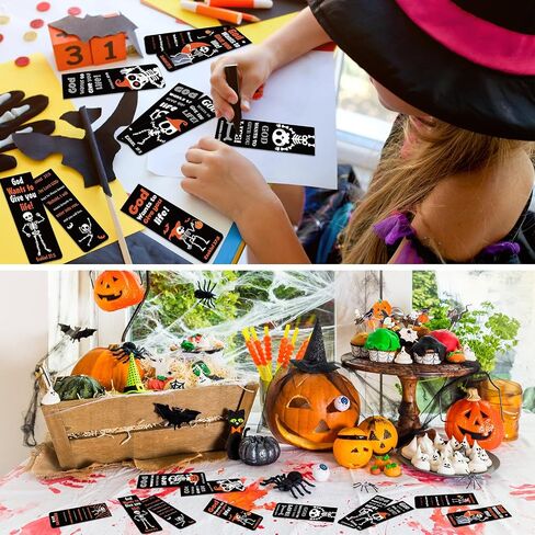 Zhanmai 200 PCS Pumpkin Porkmpks for Kids Dender Bible Asses Christian Halloween Ponclarks Bulk Halloween Pubkin Partmarkers with Ribbon for Sunday School Supplies in Kuwait