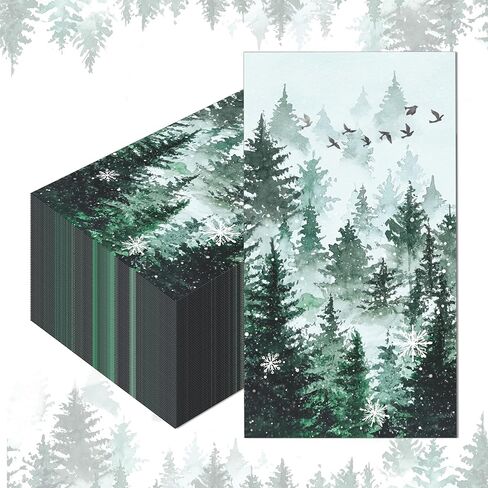 40Pcs Natural Scenery Paper Napkins - Watercolor Disposable Luncheon Dinner Napkins with Mountain, Lake, Forest & Bird Designs, 4.3 x 7.9 Inch for Wedding,Birthday,Holiday,Baby Shower,Bridal Shower in Saudi Arabia