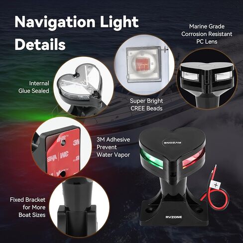 12-24 فولت LED أضواء الملاحة قارب IP67 أضواء القوس مقاوم للماء للقوارب Led USCG 2NM أضواء الملاحة البحرية in Kuwait