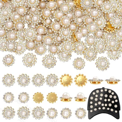 160 PCS Gems Pearls for Crafting, White Pearls Sew on Rhinestones, Crystal Glass with Metal Base Pearls Claw Flatback Rhinestones, 12MM 14MM Bedazzling for Clothes Shoes Hats Bags & Sewing Accessories in Kuwait