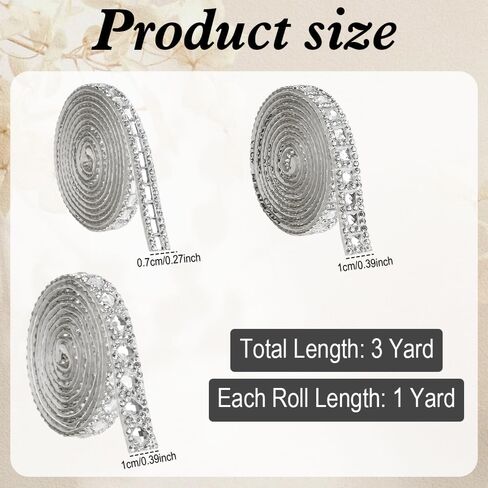 3 Yards Rhinestone Ribbons Self Adhesive Bling Crystal Rhinestone Strips, Glitter Rhinestones Tape Trim, Diamond Belt Gem Stickers Ribbon for DIY Art Crafts Clothing Wedding Birthday Decor (Silver) in Kuwait