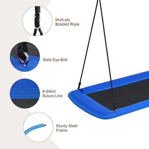 Costzon 700lb عملاق 60 '' منصة الأرجوحة للأطفال والبالغين ، أرجوحة مستطيل داخلي/خارجي مقاوم مع إطار فولاذي متين وأشرطة معلقة للشرفة ، الفناء الخلفي (Camo Green) in Kuwait