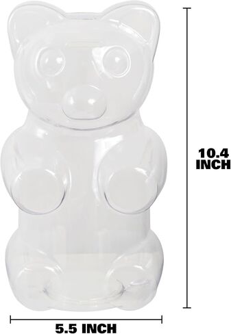 Clear 7 Inch Small Bear Shape Piggy Bank, Plastic Piggy Bank with Twist Cap and Slot for Adults Kids Openable, Reusable Money Saving Box for Birthday in Kuwait
