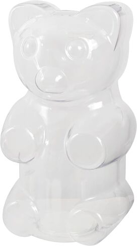 Clear 7 Inch Small Bear Shape Piggy Bank, Plastic Piggy Bank with Twist Cap and Slot for Adults Kids Openable, Reusable Money Saving Box for Birthday in Kuwait