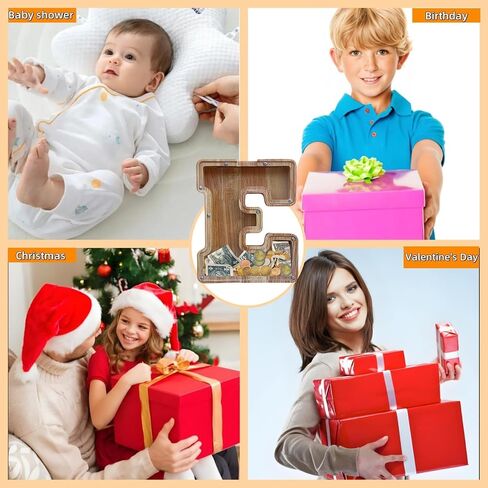 بنك الخنزير الكبير للأطفال الفتيات الفتيات ، رسائل خشبية مخصصة بنك الخنزير مع تصميم مقطوع ، البنوك الحروف الأبجدية ، صندوق التوفير في الأموال ، هدية عيد ميلاد للأطفال البالغين وتزيين المنزل (هـ) in Kuwait