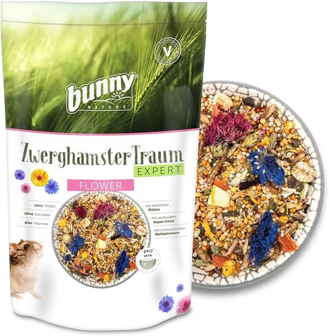 Dwarfhamsterdream خبير زهرة - طبق طبيعية طبيعية مع مزيج خاص من الزهور والحبوب والخضروات وديدان الوجبات - التغذية المتوازنة دون تقييد الكمية - 1.1 رطل in Saudi Arabia