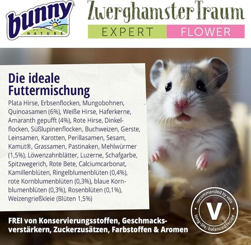 Dwarfhamsterdream خبير زهرة - طبق طبيعية طبيعية مع مزيج خاص من الزهور والحبوب والخضروات وديدان الوجبات - التغذية المتوازنة دون تقييد الكمية - 1.1 رطل in Saudi Arabia