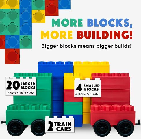 Big Blocks for Kids Ages 4-8 — Indoor & Outdoor Blocks for Kids Games — Large Building Blocks (24 pc with 2 Cars) Big City Set in Saudi Arabia