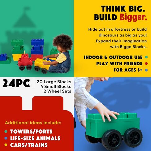 Big Blocks for Kids Ages 4-8 — Indoor & Outdoor Blocks for Kids Games — Large Building Blocks (24 pc with 2 Cars) Big City Set in Saudi Arabia