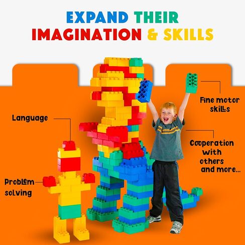 Big Blocks for Kids Ages 4-8 — Indoor & Outdoor Blocks for Kids Games — Large Building Blocks (24 pc with 2 Cars) Big City Set in Saudi Arabia
