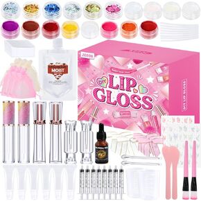 JCOOS LIP Gloss Make Kit ، 73pcs متعة صنع Kids Kids Ploss Kids الخاصة بك ، والمبتدئين ، ومجموعات Lipgloss للفتيات ، ومجموعة أحمر الشفاه DIY ، وقاعدة زيت الشفاه الرطبة ، والهدايا لفتيات توين ، والمراهقين ، والبنات ، والنساء in Kuwait