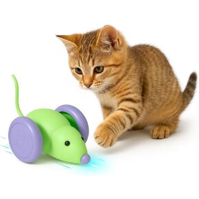 Interactive Cat Toy, USB Rechargeable Rolling Mouse with LED, Automatic Motion-Activated Chase Toy, Quiet Indoor Exercise for Cats & Kittens in Kuwait