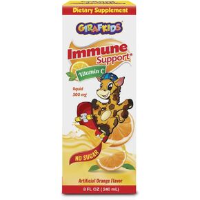 GirafKids Multivitamin Syrup for Children – 8Oz Fl Toddler Multivitamin Liquid Dietary Supplement – Rich in Omega 3, Beta Glucan, Quercetin, Vitamins – Delicious Peach Flavor in Saudi Arabia