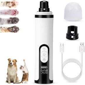 Pet Nail Grinder for Dogs and Cats - Super Quiet and Low Vibration Electric Dog Nail Grinder with 2 LED Lights - USB Rechargeable and Cordless - 3 Speeds - Small to Large Pets (White) in Saudi Arabia